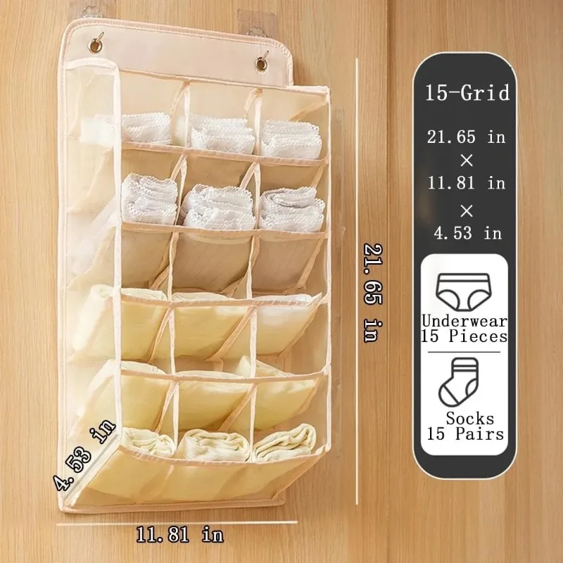 2PCS Underwear Storage Hanging Hanging Wall Organiser Closet Panty Sock Organiser Bra Wall Mounted Divan Storage Bag