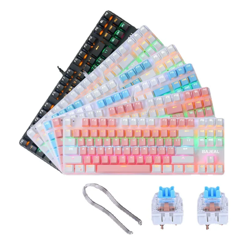 

K100 Double Pinyin 87 Key Blue Switch Mechanical Keyboard With Replaceable Switches For Lol Pubg E Sports And Mini Internet Ca