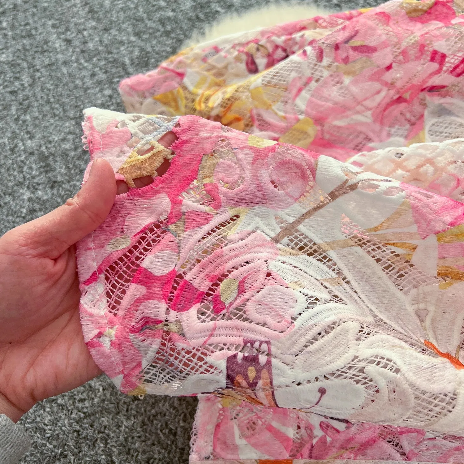 Summer Gorgeous Flower Embroidery Lace Spliced Wedding Dress Women Ruffles Sleeve Colorful Belt Long Robe Holiday Party Vestidos