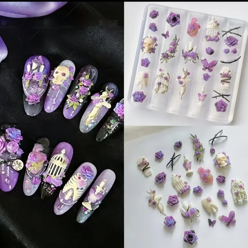 1 Stück Europäischer Retro-Muster-Kerzenhalter, 3D Nagelkunst-Dekoration DIY Transparente Nagelform – Detail 1