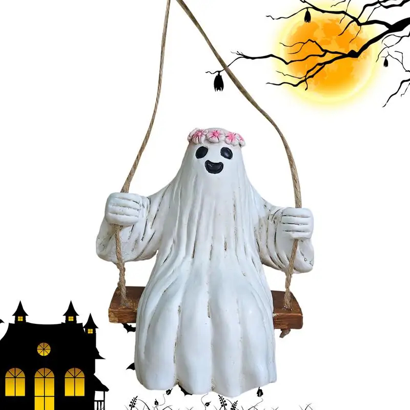 

Swing Ghost Pendant Ghost Ornaments Spooky Indoor Décor Halloween Door Hanger Sign For Window Wall Trees Outdoor Home