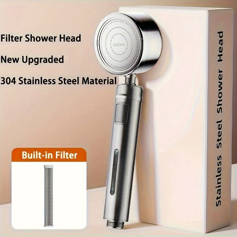 

360 ° Вращающаяся насадка для душа из нержавеющей стали с фильтром — настенная современная круглая система для тропического душа с режимом экономии воды