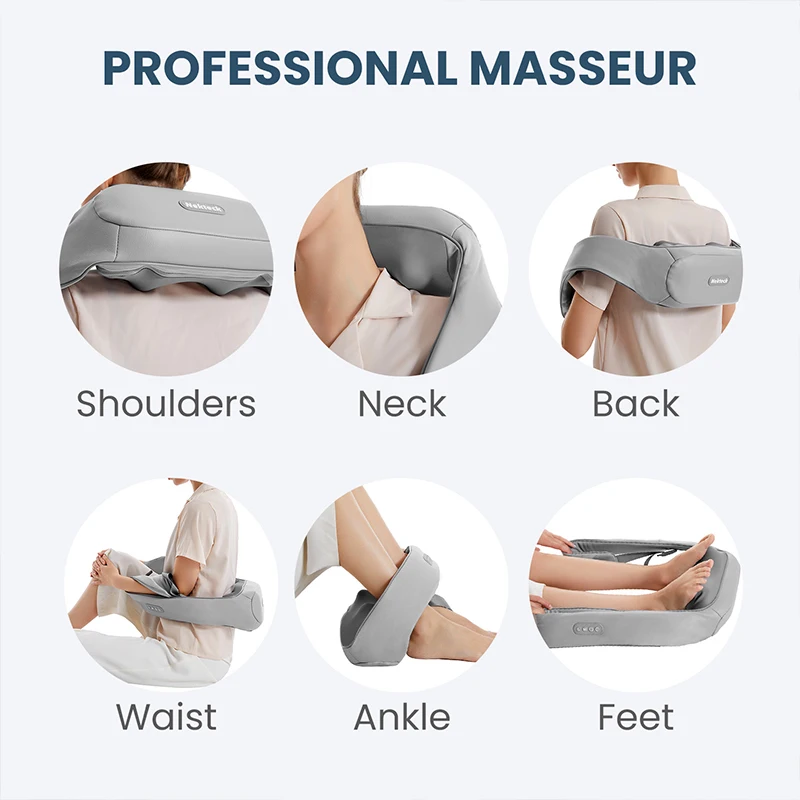 지압 목 어깨 마사지기 온열 등 마사지기 U자형 딥 니딩 전기 마사지 베개 (목, 허리, 다리, 전신용)