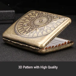 Pocket Retro Cigarette Storage Box Vintage Metal Brass Cigarette Case 20 sticks Men's Gift Case Smoking Accessories