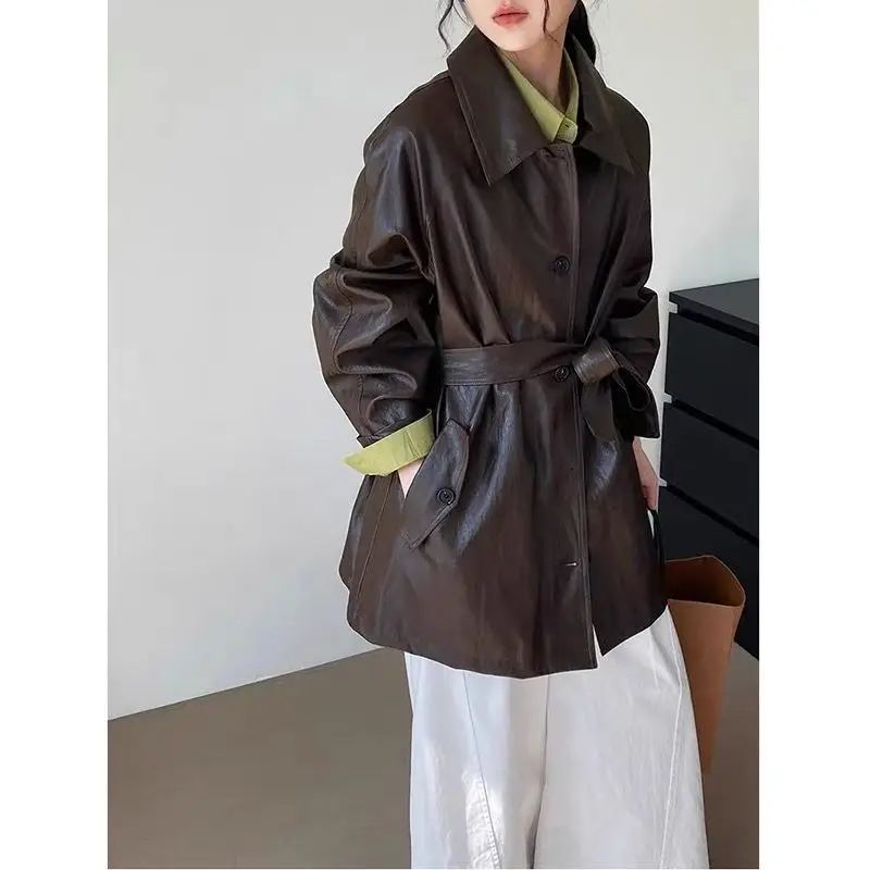 Caramel Leather Jacket Women's 2026 New High-End Feel Trendy Small Size Autumn Winter Best Selling Super Beautiful Short Coat