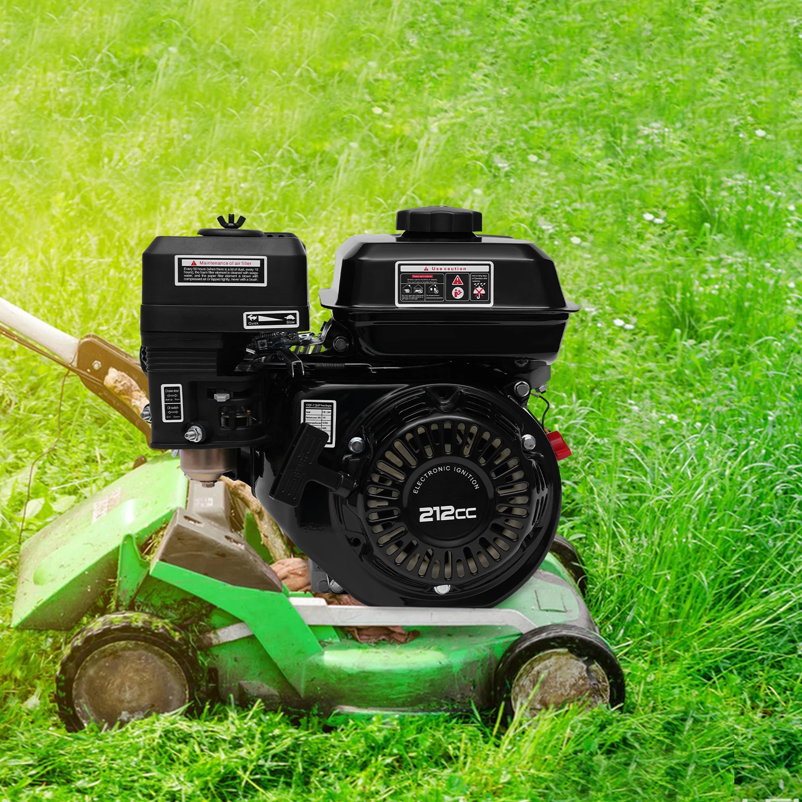 212CC gasmotor, 7,5 pk luchtgekoelde gasmotor met één cilinder en brandstoftank 4 kW horizontale as 4-takt OHV-gasmotor voor Go Cart