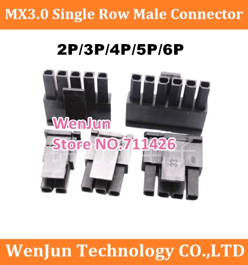 MX3.0mm 2pin 3pin 4pin 5pin 6pin Single Row Male Connector Housing 2/3/4/5/6Pin small 5557 plastic shell terminal pin100pcs