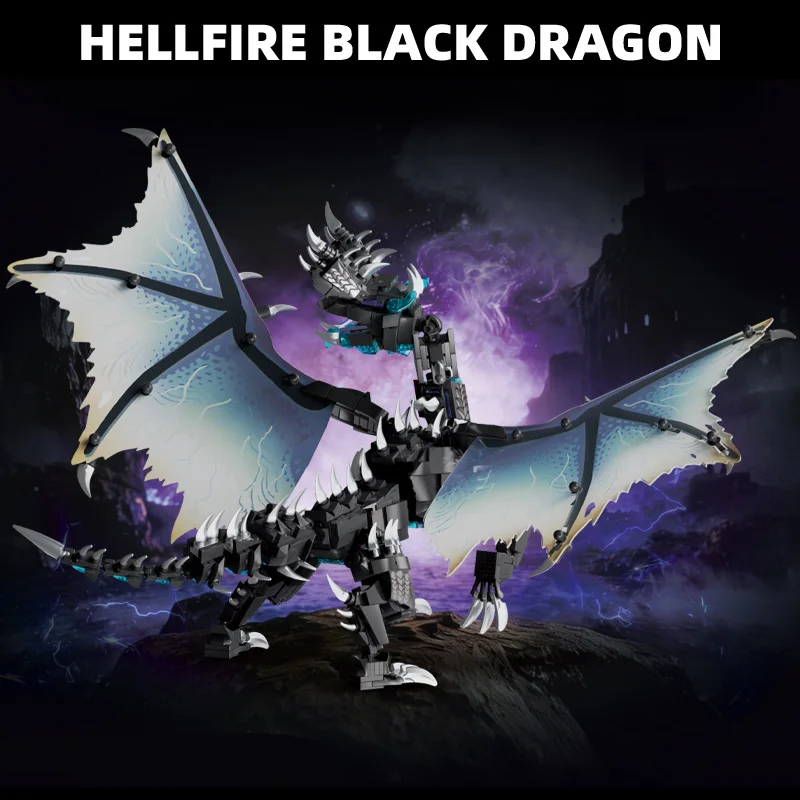 Creative 1087pcs Black Dragon Albatrions Figure Building Blocks MOC Assembly Monster Dragons Hunter Bricks Toys Adult view 3