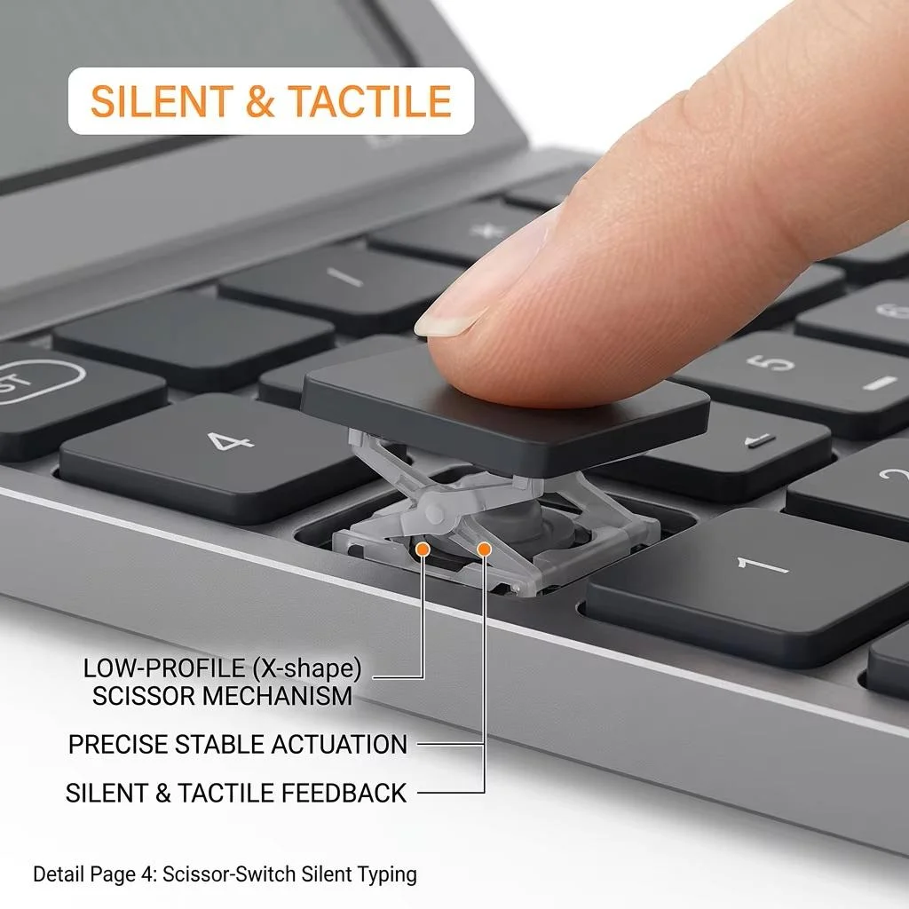 Plastic Financial Accounting Office Ultra Slim Rechargeable 2.4g Wireless bluetooth Numeric Keypad with Calculator