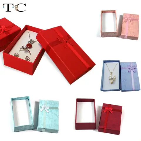 Schmuck Organizer Aufbewahrung Geschenkbox Halskette Ohrringe Ring Box Papier Schmuck Verpackungsbehälter