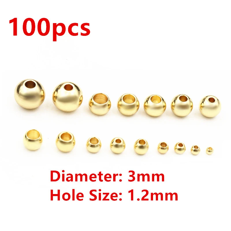 30-100 Stück 2-8mm Edelstahl Gold Farbe Spacer Perlen Charme lose Perlen DIY Armbänder Halskette für Schmuck Herstellung Charms