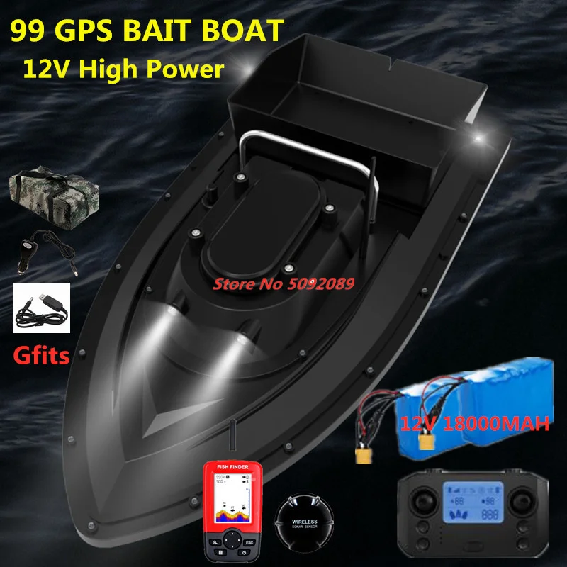 55CM 12V High Power 99 Points GPS Fishing Bait Boat GPS Return Unhook Speed Adjust Fixed Speed GPS Fishing Feeding Boat Ship Toy