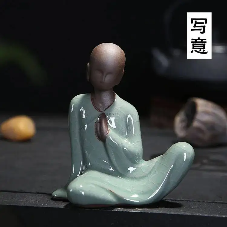 Little Monk Tea Pet Buddha Rulai Purple Clay Tea Play Desktop Accessories Чаепитие