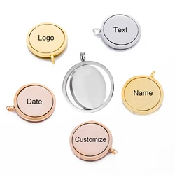 3pcs Customized Rotatable Round Necklaces for Women Men Waterproof Stainless Steel Metal ID Tag Pendant Collar Gifts