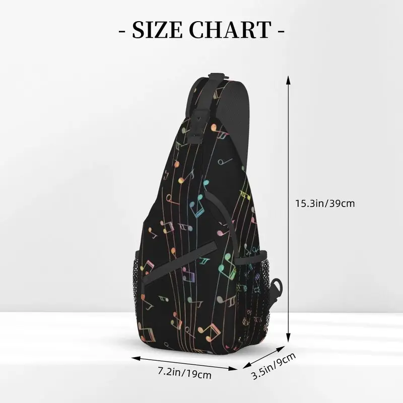 Customized Colorful Music Notes Sling Bags for Men Cool Shoulder Chest Crossbody Backpack Cycling Camping Daypack