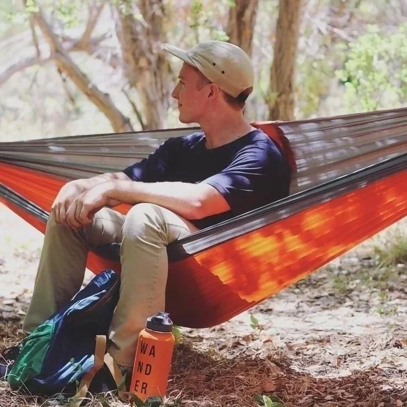 Hammock, outdoor camping, single person, double person, parachute, fabric, color blocked hammock