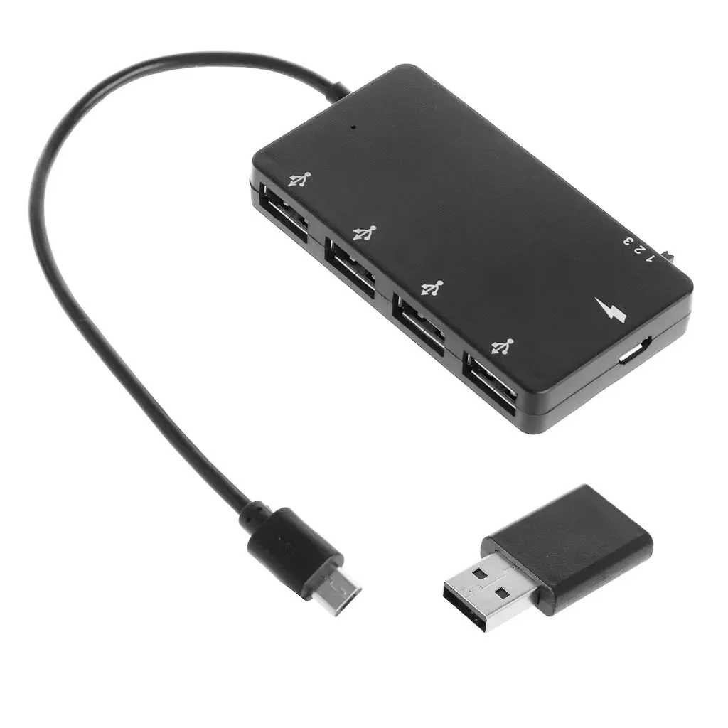 Cabo adaptador de carregamento de energia micro USB OTG 4 portas Hub suporta troca quente OTG para sistema Android/Windows