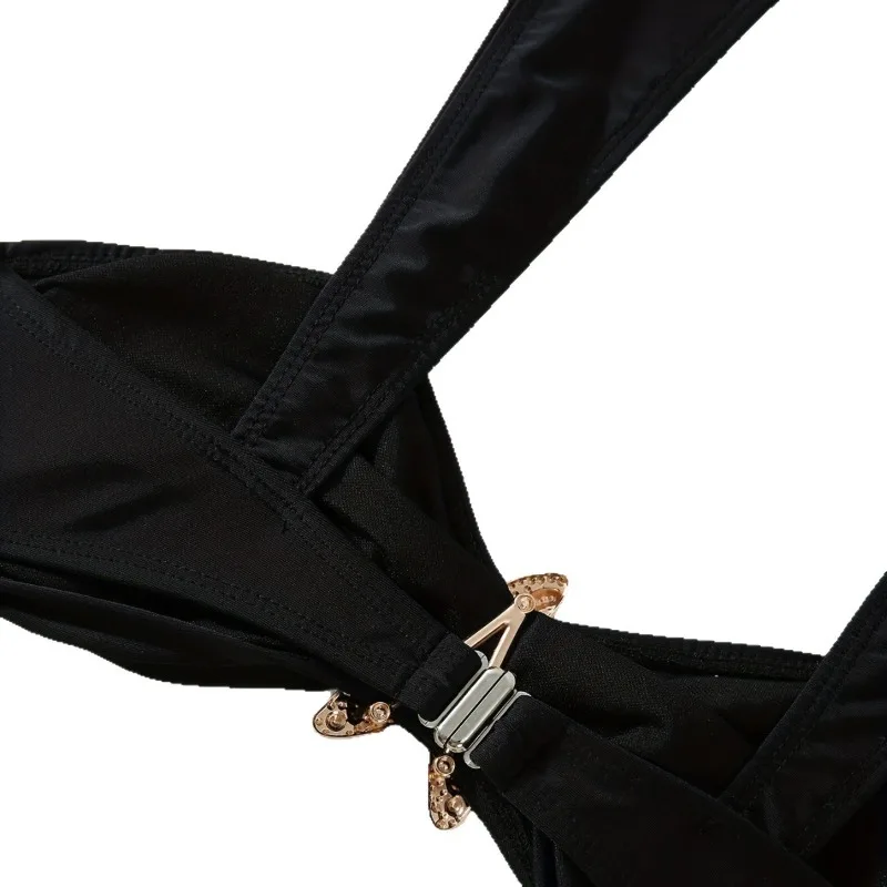 女性用ハイウエストビキニセットメタルヒトデシャーリングスパゲッティストラップ水着