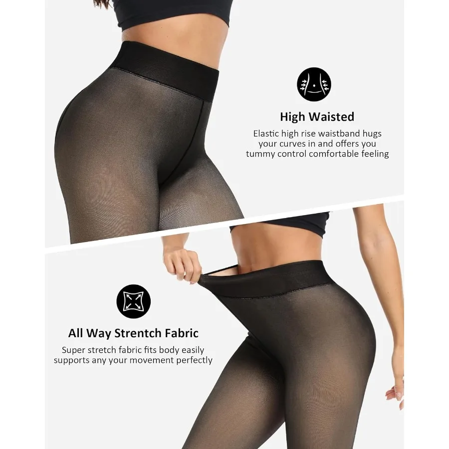 سراويل ضيقة شتوية دافئة مبطنة بالصوف للنساء، لباس ضيق مخملي حراري سميك، مثالية للأنشطة الخارجية والطقس البارد في الداخل