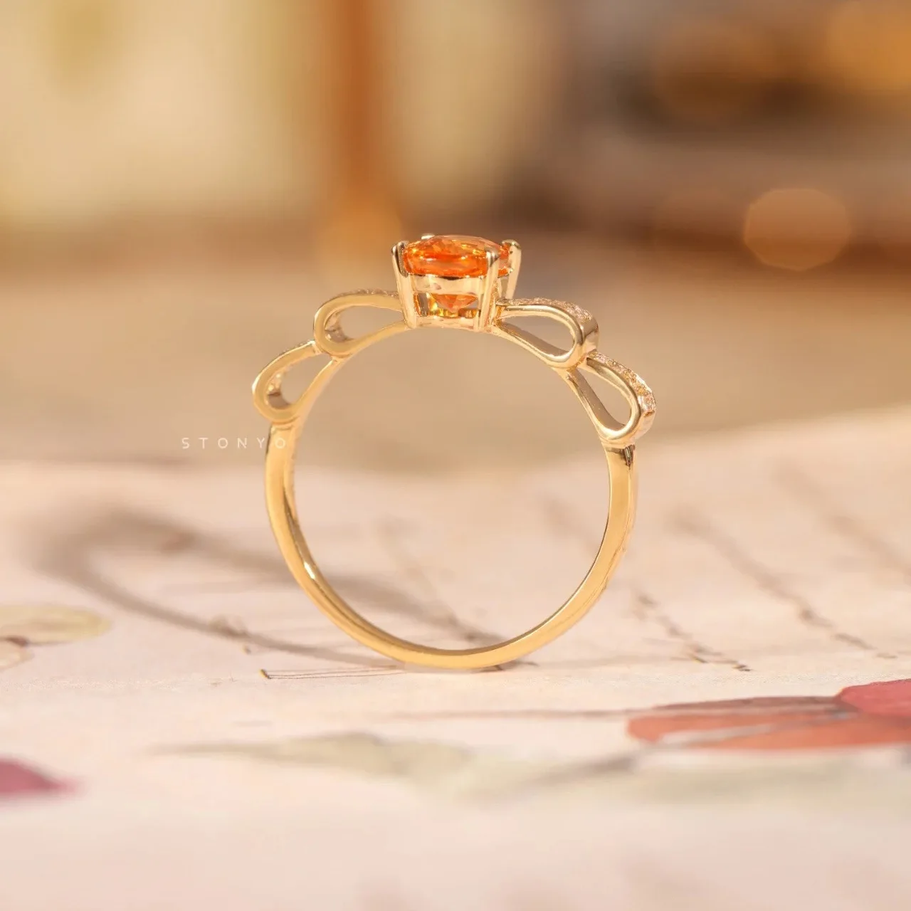 New ins Aesthetic Crystal Orange Zircon Ring For Women Girl Cute Open Adjustable Ring Fashion Jewelry Gift