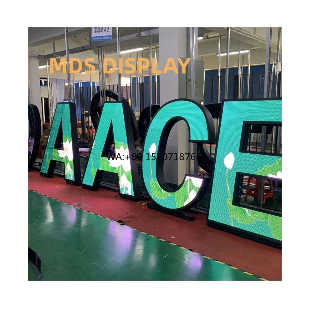 

Индивидуальный светодиодный экран с алфавитом для внутренней и наружной рекламы, видеодисплей, светодиодный знак с логотипом, 3D-экран с буквами