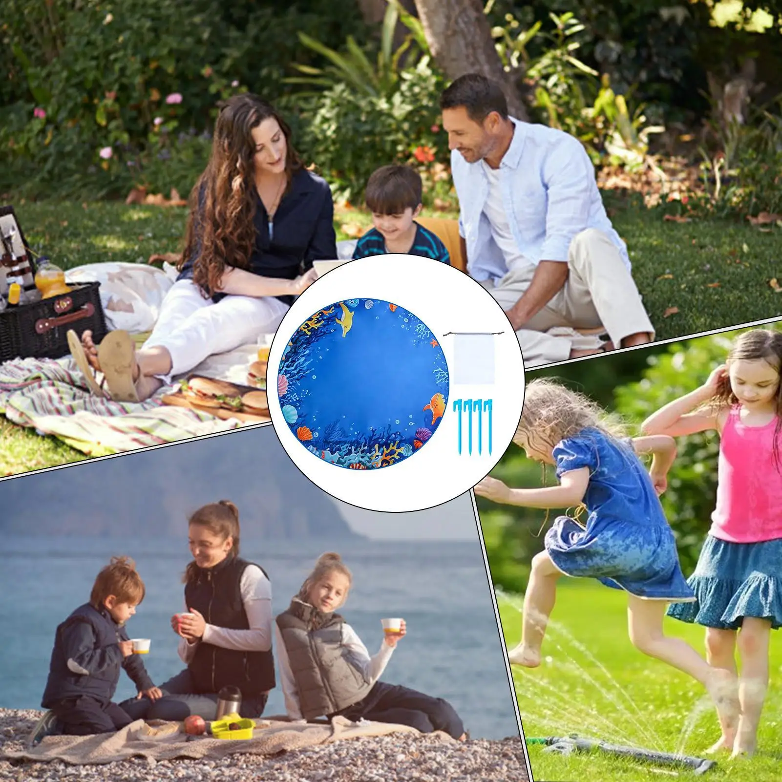 Beach Kiddie Pool Beach Puddle Wading Pools With Carrying Bag Waterproof Outdoor Water Play Sand Toy For Picnic Travel Vacation