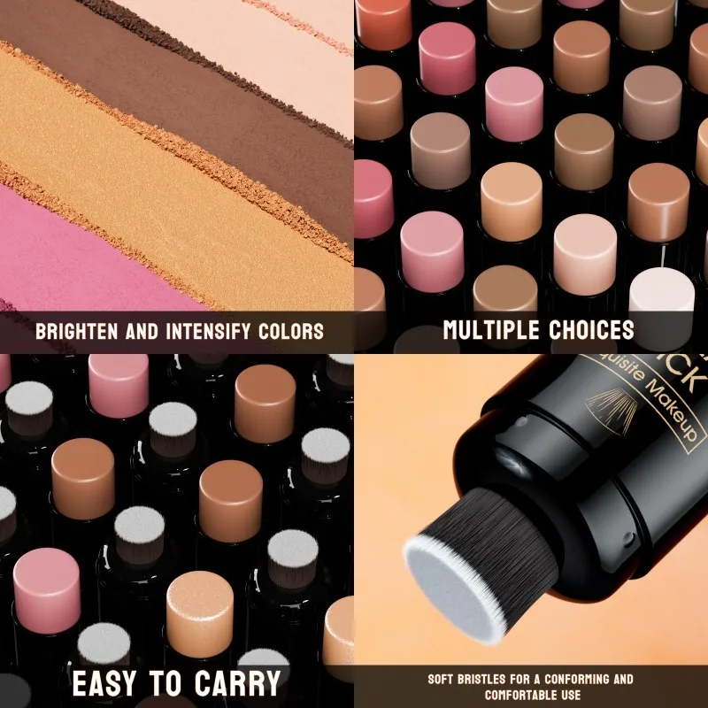 Bâton de maquillage polyvalent tout-en-un, pour Contour, surligneur, Blush et fond de teint, formule professionnelle crémeuse pour sculpter le visage
