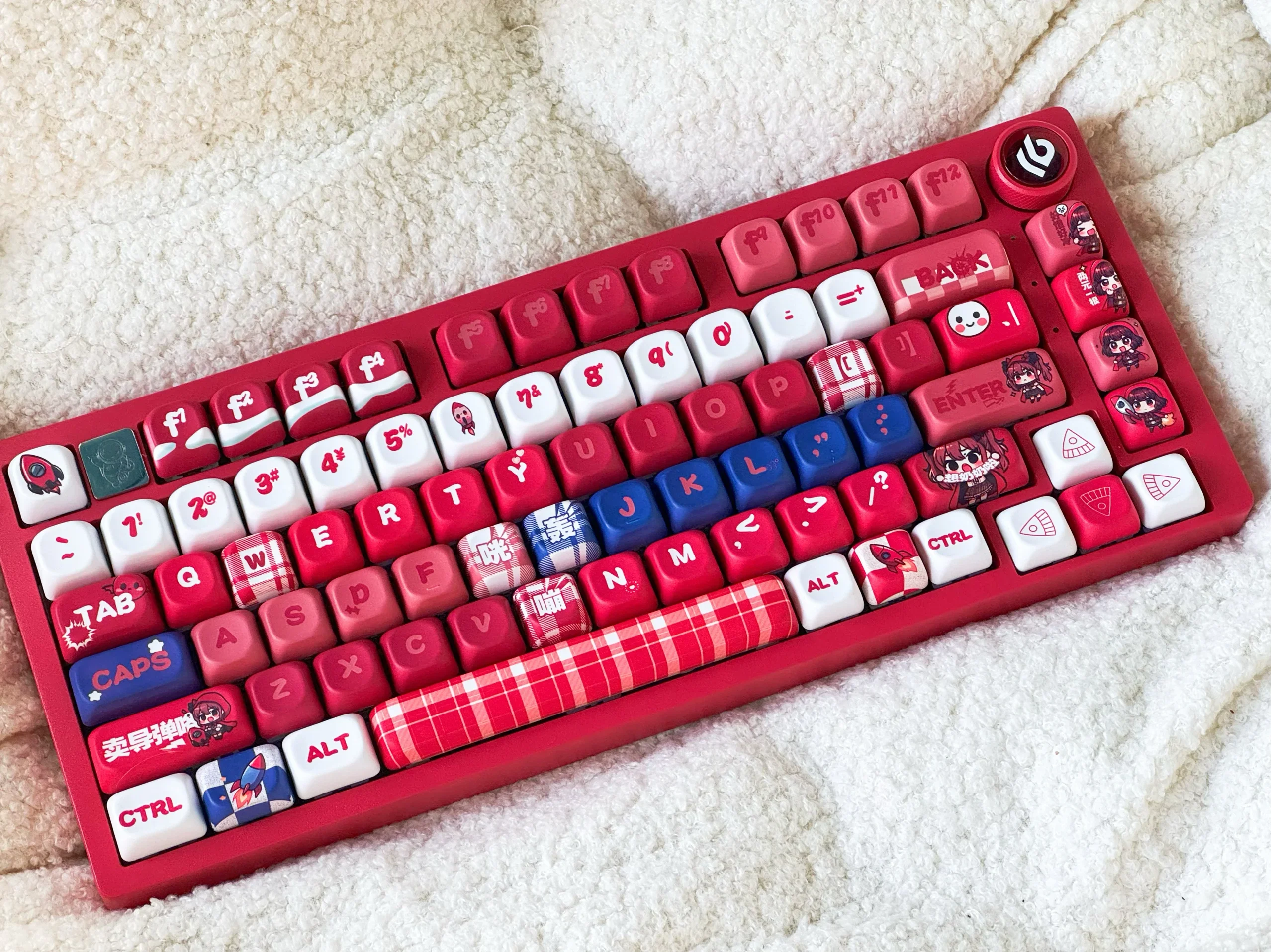 

Little girl keycap 137 keys original eoa ball cap red blue white christmas cute