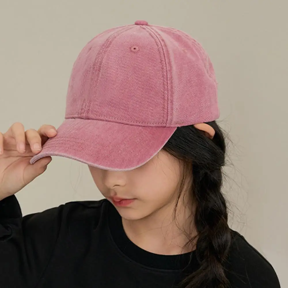 

HOT Solid Color Children Baseball Hat Retro Washed Cowboy Duck Tongue Hats Fashion Kids Peaked Cap Baby Outdoor Sunshade Visors