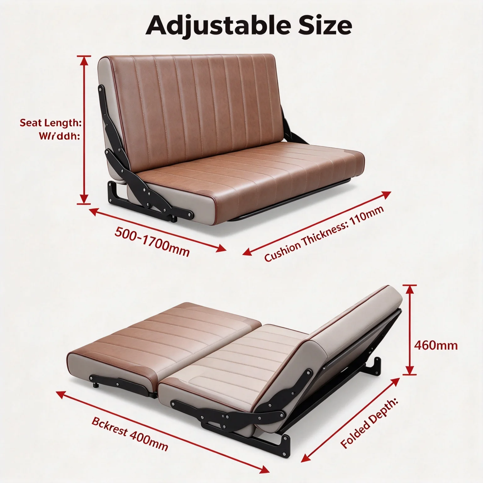 L107 Wall Mounted Sofa Bed 67 Adult PU Leather Sofa Bed with Durable Hinges