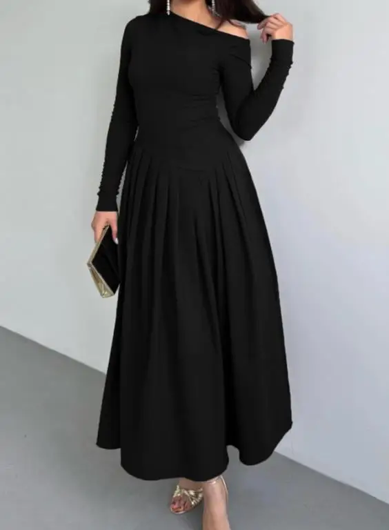 

Elegant High Waisted Long Sleeved Dress, Women's Dress, Autumn/winter 2025