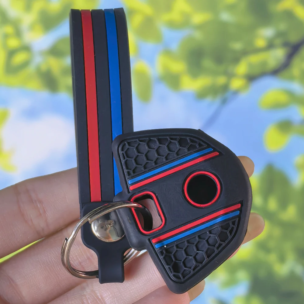 Ergonomic Racing Stripe Key Protector Cover With Keychain For BMW S1000R S1000RR S1000XR Motorbike Silicone Key Holder