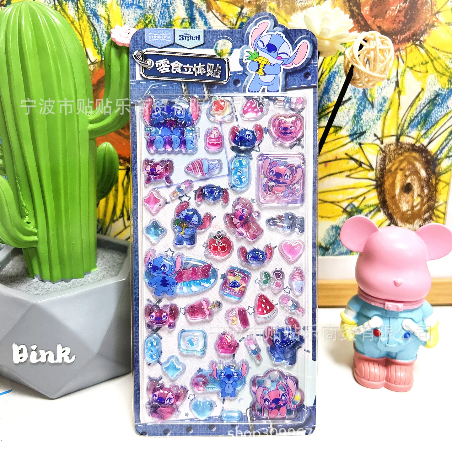 1/4pcs Kawaii Stitch 3d Relief Crystal Sticker Cute Diy Mobile Phone Decoration Sticker Student Hand Account Stationery Gift