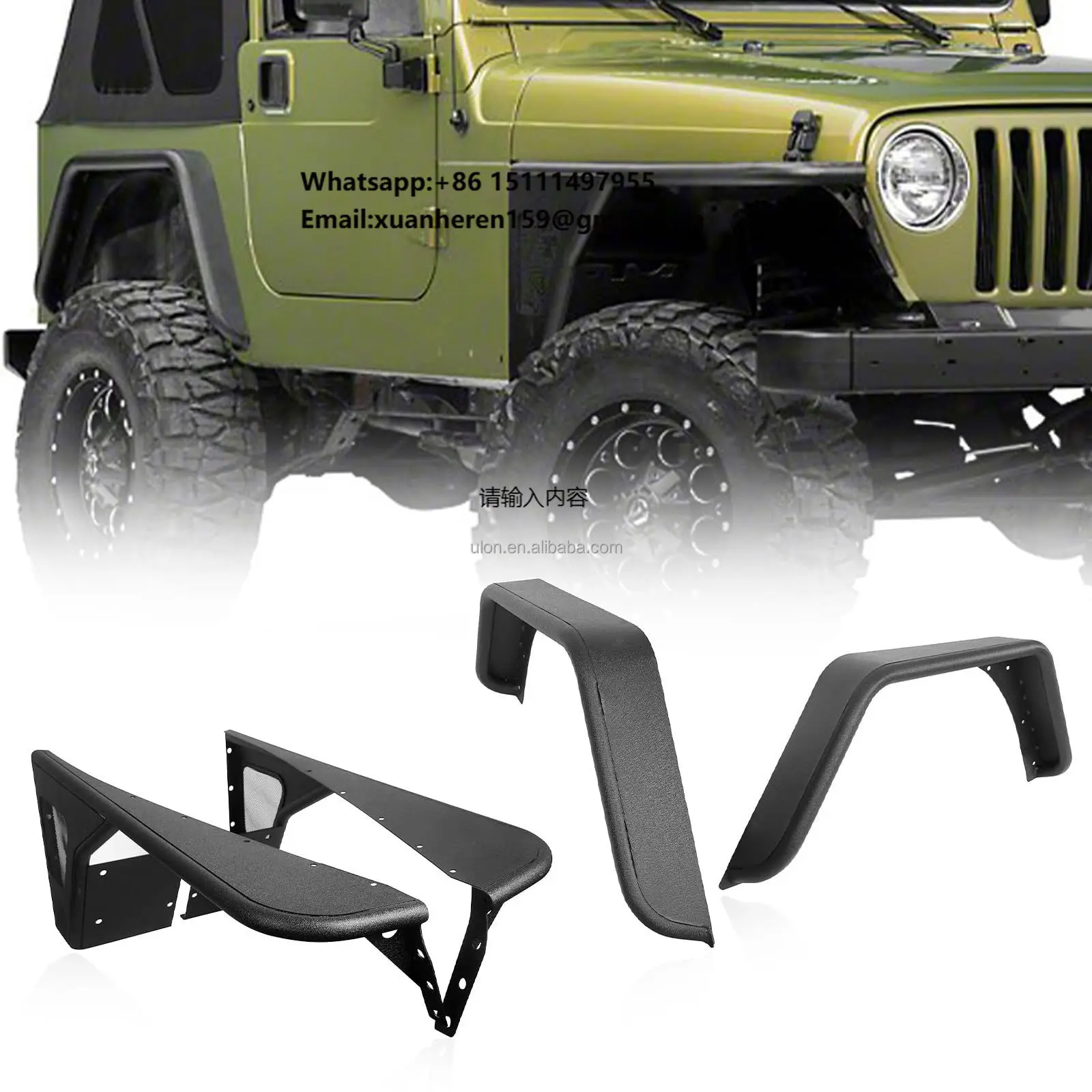Fender Flares Kit Compatible with 1997-2006 Jeep W-rangler TJ, Black Textured Tube Steel Wheel Mud Guard