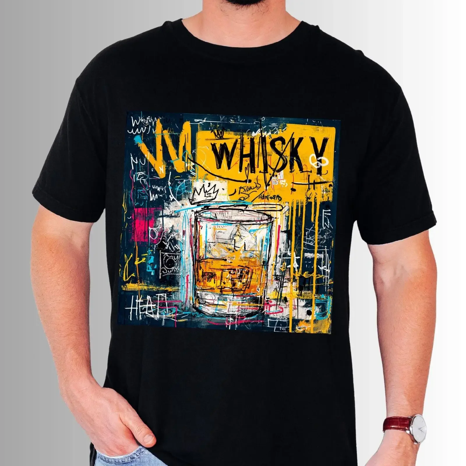 Whiskey T Shirt Bourbon Lover Street Art Bar Crawl vintage Washed Stylish Casual Top For Everyday Wear Stretched streetwear