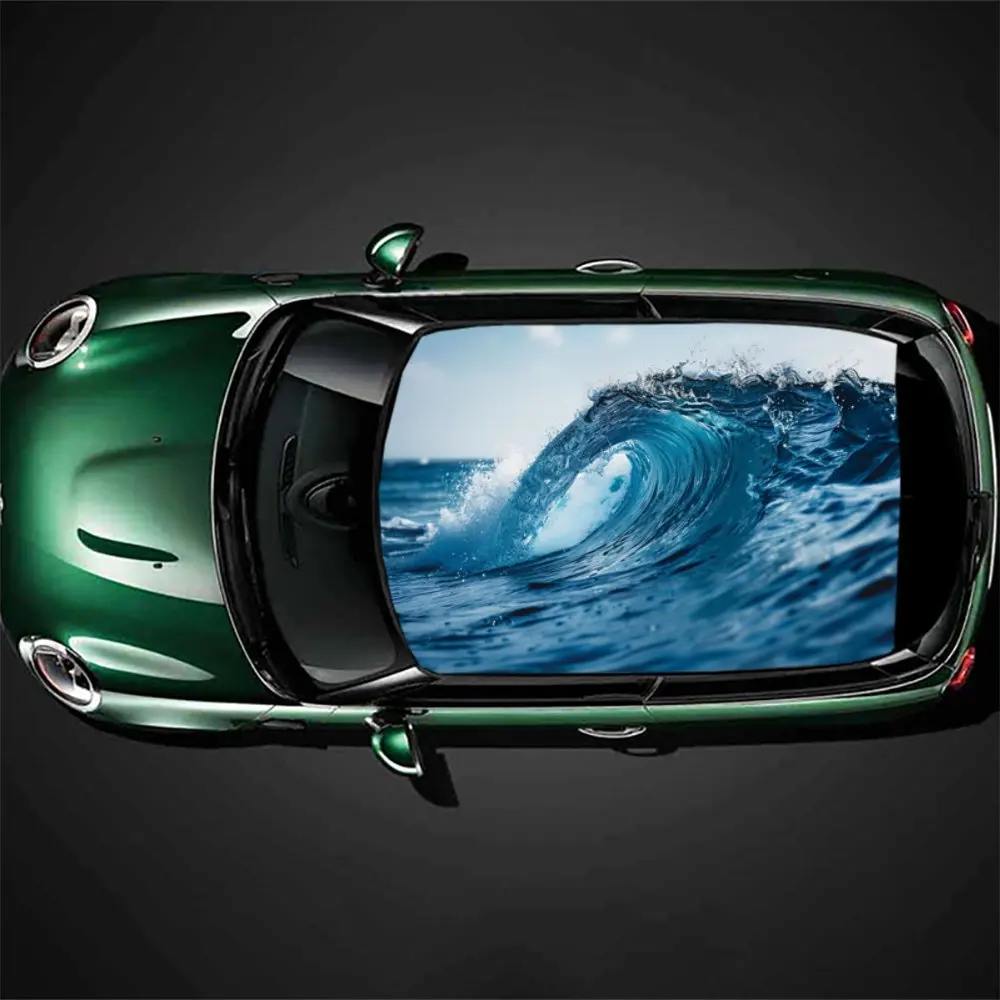 Spectacular Waves and Rapids Car Roof Sticker Wrap Racing SUV Auto Accessories Packaging PVC Car Hood Graphic Decal Decoration