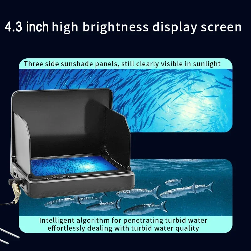 Portable Fish Depth Finder Water Handheld 1080P 4.3 Inch LCD Fish Finder Underwater 220° Fishing Camera With Night Vision