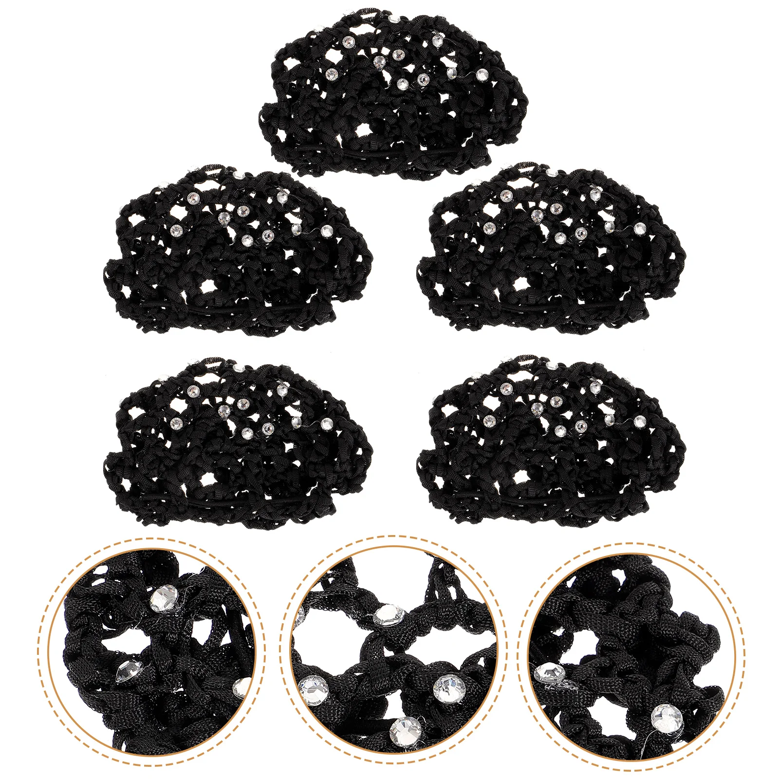 

5pcs Crystal Black Women Accessories Women Accessories Bun Cover Professional Hair Bun Holder Use Thin Thick Hair