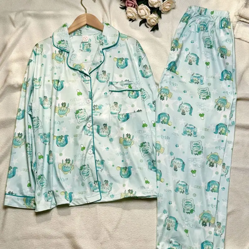 Cartoon Haikyuu  Cat Pajamas  Spring Clouds Pure Cotton Long Sleeves Anime Outside Lounge Clothes Kozume Kenma Trousers Set Gift