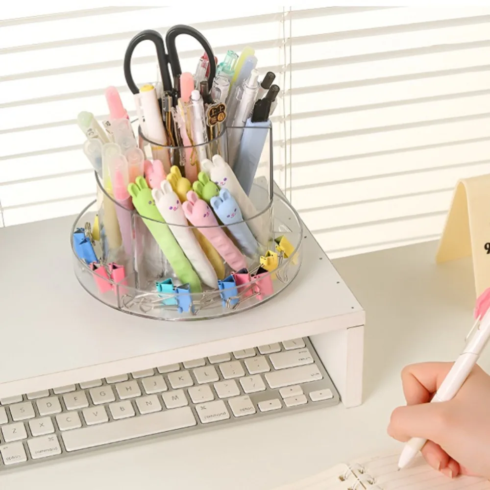 360°Rotating Pen Storage Box Multi-function Tabletop Storage Makeup Brushes Holder Simple Home Office Stationery Organizer