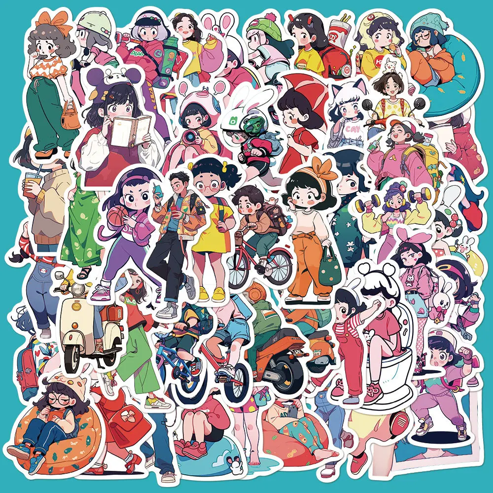 50pcs Cartoon Anime Girl Series Graffiti Stickers Suitable for Helmet Desktop Wall Decoration DIY Sticker Pack Wholesale