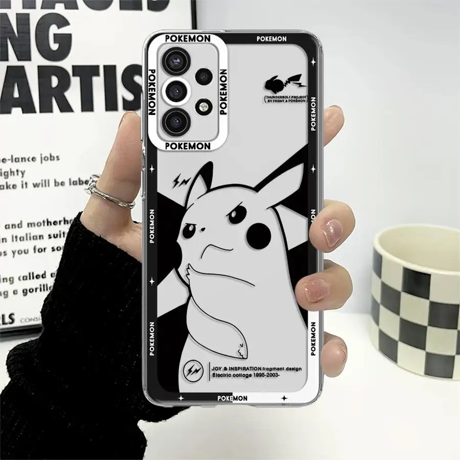 Luxury Pokemons Pikachu Phone Case for Samsung Galaxy A35 A55A53 A54 A73 A34 A33 A25 A24 A13 A14 A15 Soft Transparent Cover