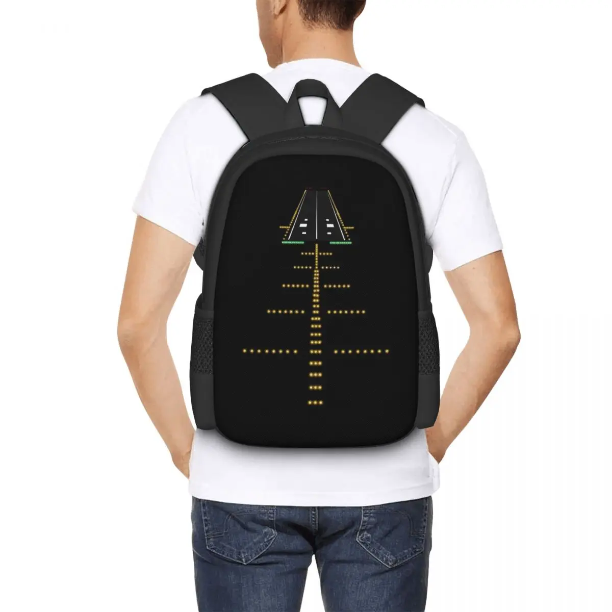 Runway Night View Aviation Airport Lights Backpack Hot Sale Daypack Kids BookBag School Bag Shoulder Bags for Men Women
