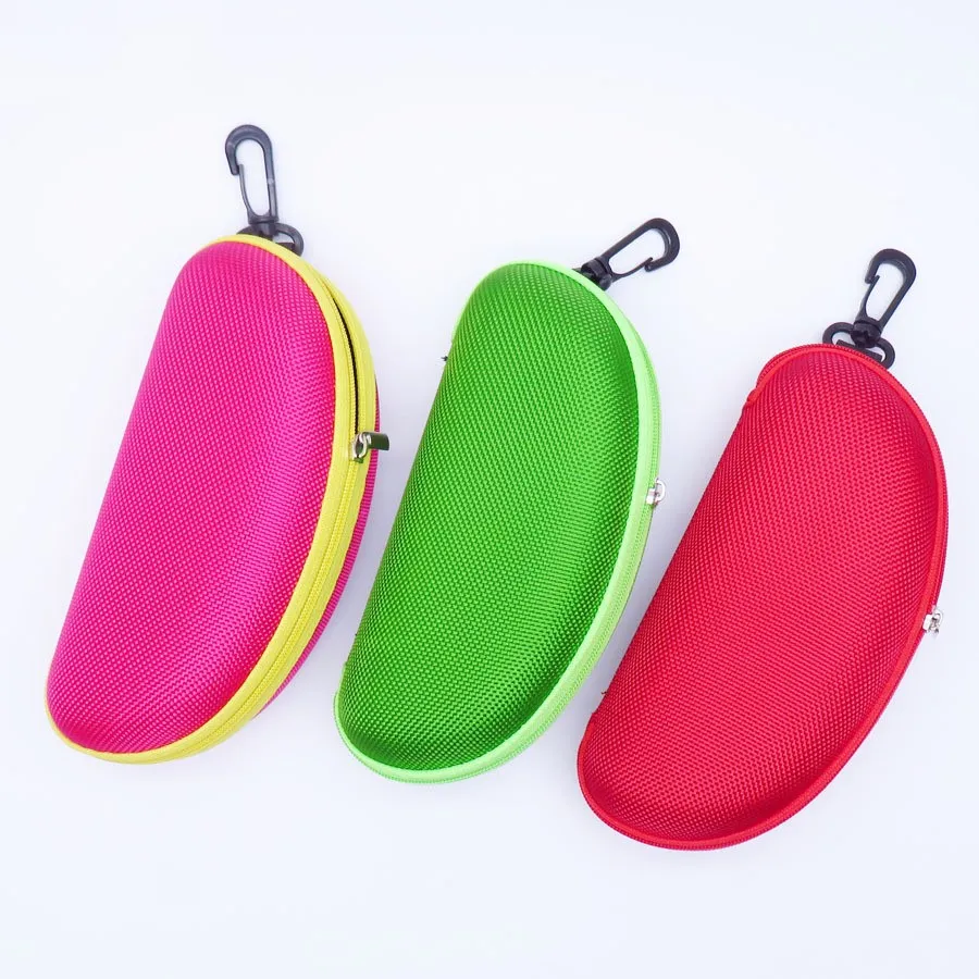 Portable EVA Glasses Case with Carabiner Hook Colorful Sunglasses Hard Cases Zipper Eyeglasses Protector Box Eyewear Accessories