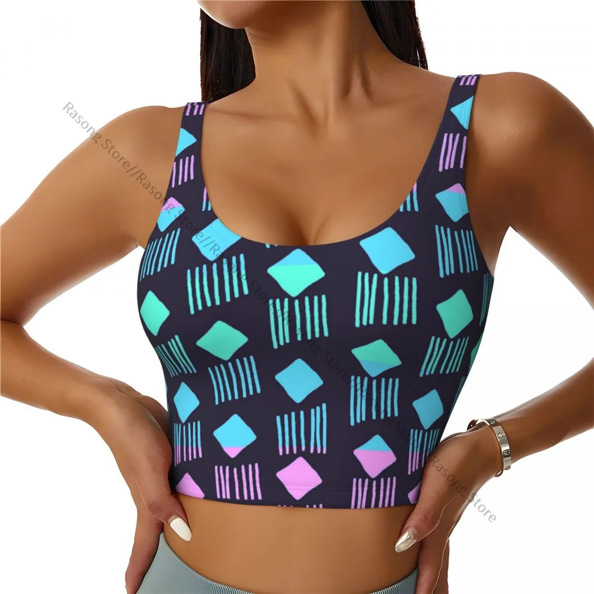 Sports Bra Women Running Yoga Clothes Vest Spade And Stripes Gathering Fitness Vest