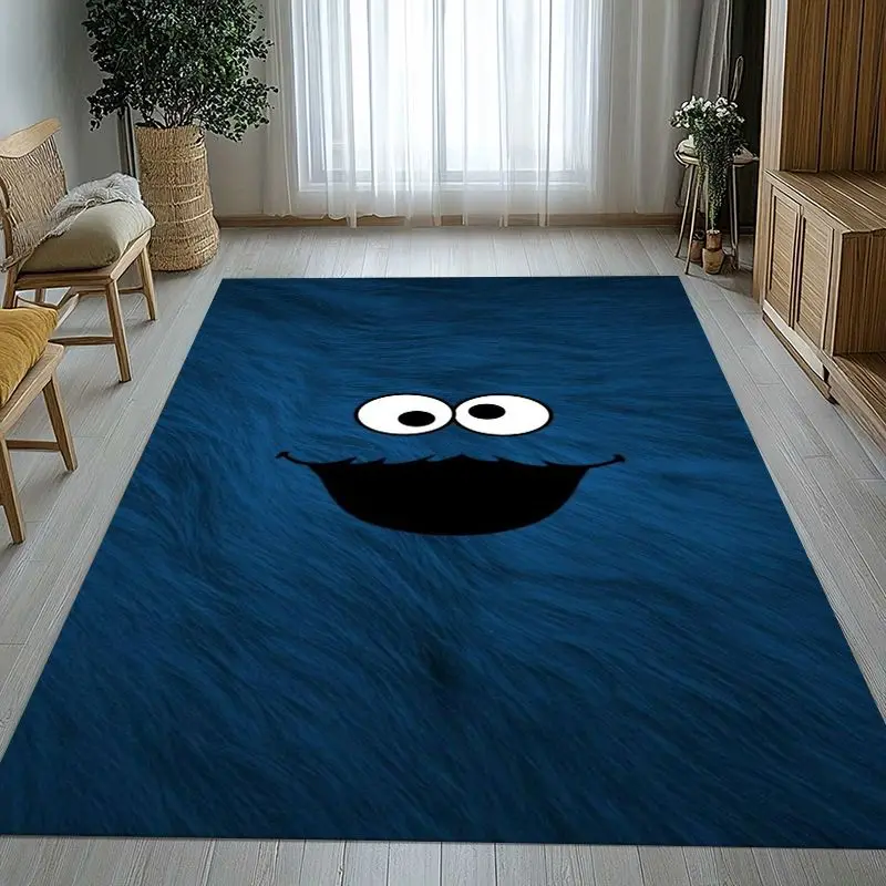 Vintage S-Sesame Street Elmo Cookie Monster Soft Non-Slip Large Area Rug for Living Room,Bedroom Carpet Mat for Sofa,Home Decor