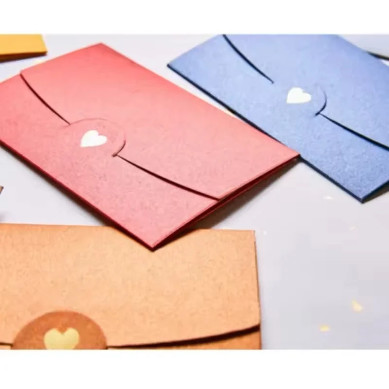 20Pcs Small Greeting Card Name Card Envelope Hot Stamping Love Colorful Pearlescent Paper Mini Envelopes