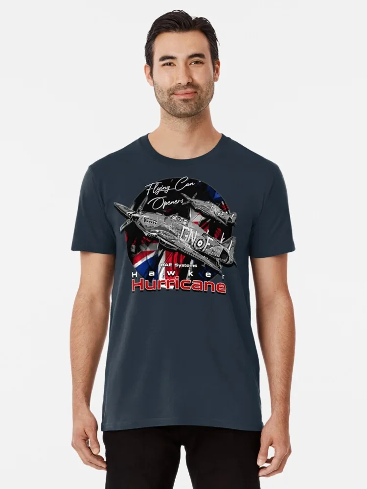 Camiseta BAE Systems Hawker Hurricane RAF Fighter Aircraft, camisetas informales de manga corta con cuello redondo 100% algodón para hombre, talla S-3XL