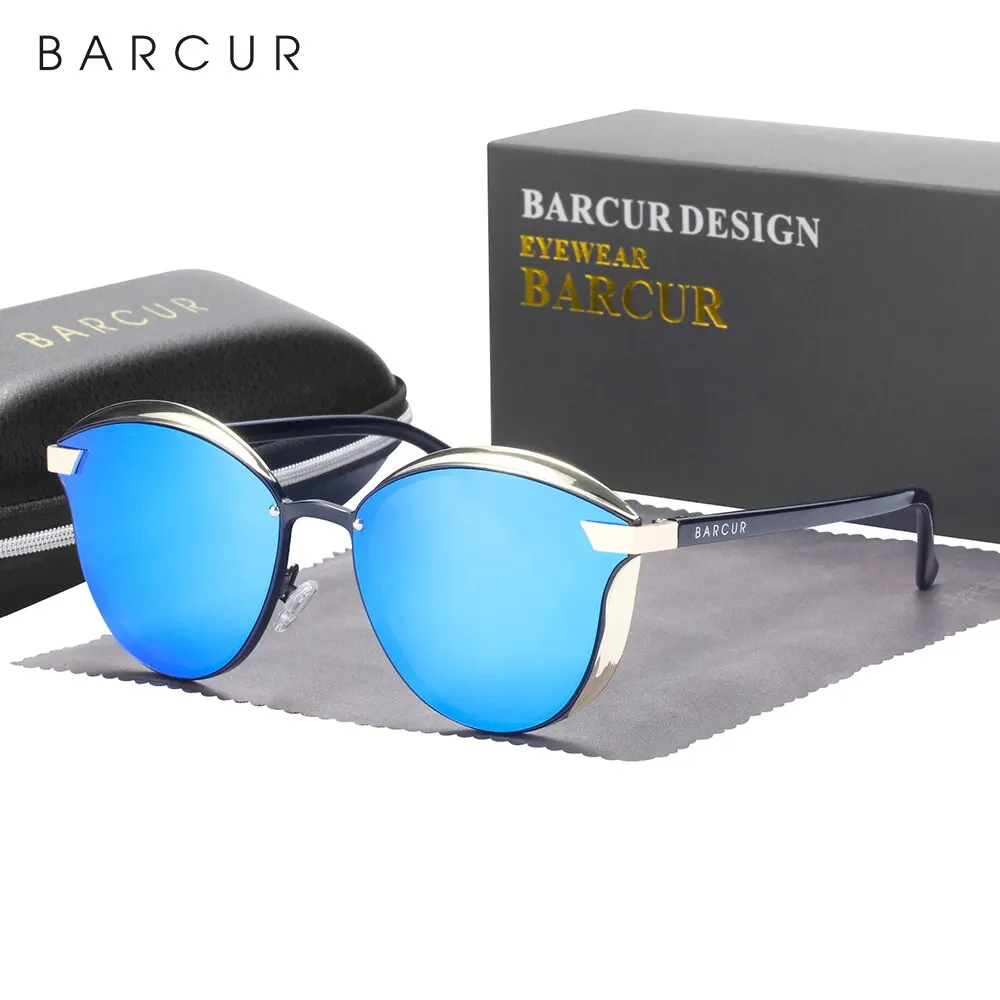 BARCUR Stijl Gepolariseerde Zonnebril Voor Vrouwen Catmore Ronde Zonnebril Dames Dames Eyewear Accessoire UVAB Bescherming
