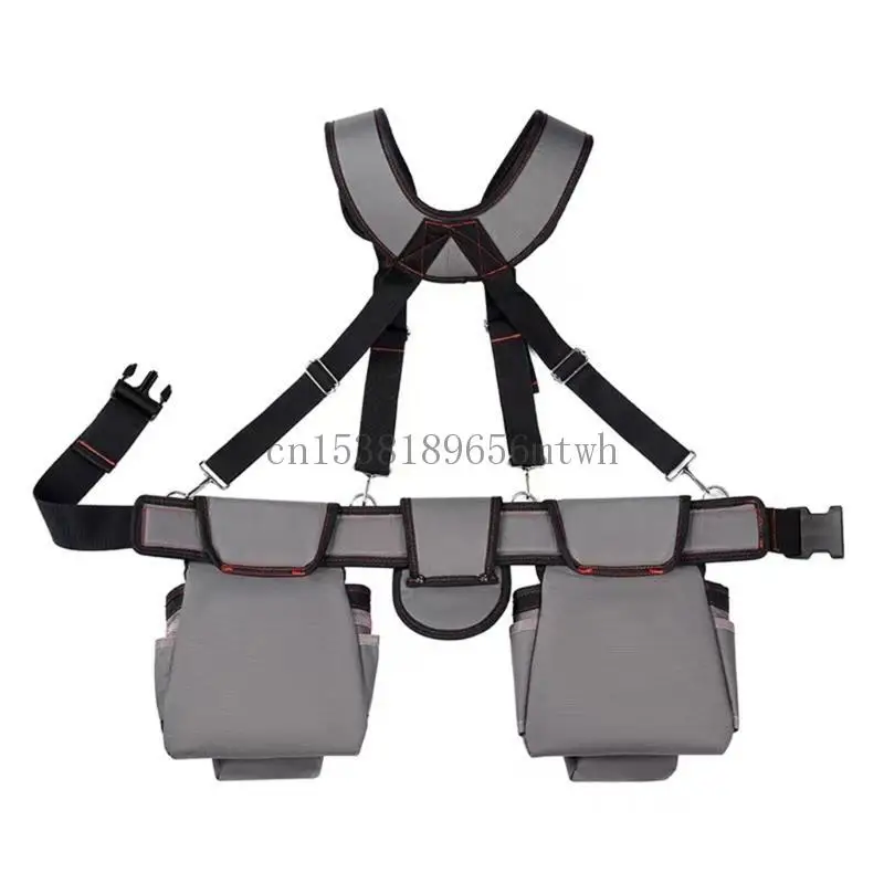 

Adjustable Tool Belt for Men with Suspenders and Multi Pockets for Carpenters Construction Workers and Gardeners B03D